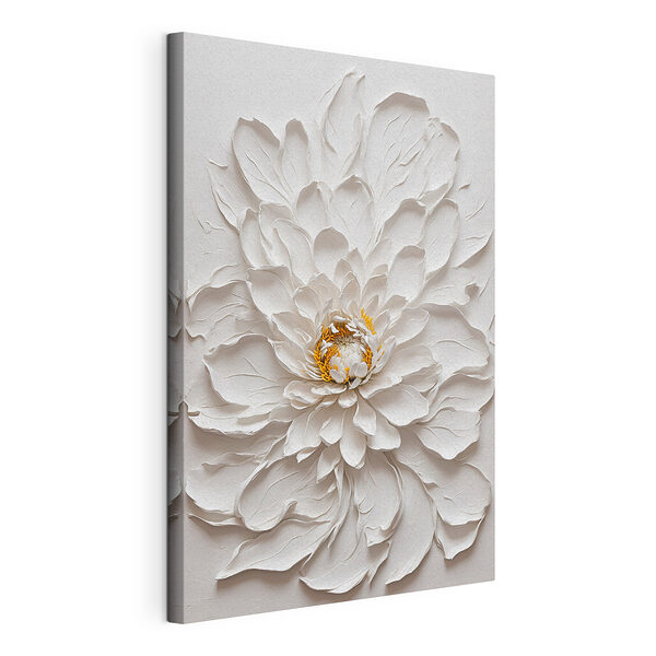 Canvas Schilderijen Witte bloem met geel hart
