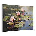 Canvas Schilderijen Groep roze bloemen op lelieblad