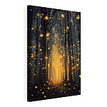 Canvas Schilderijen Pad door een bos met veel bomen met lichtjes