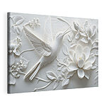 Canvas Schilderijen Witte vogel en bloem
