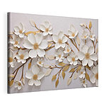 Canvas Schilderijen Elegant bloemmotief in zachte tinten