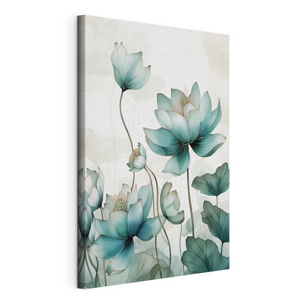 Elegante bloemen in rustige tinten Canvas Schilderijen Elegante bloemen in rustige tinten