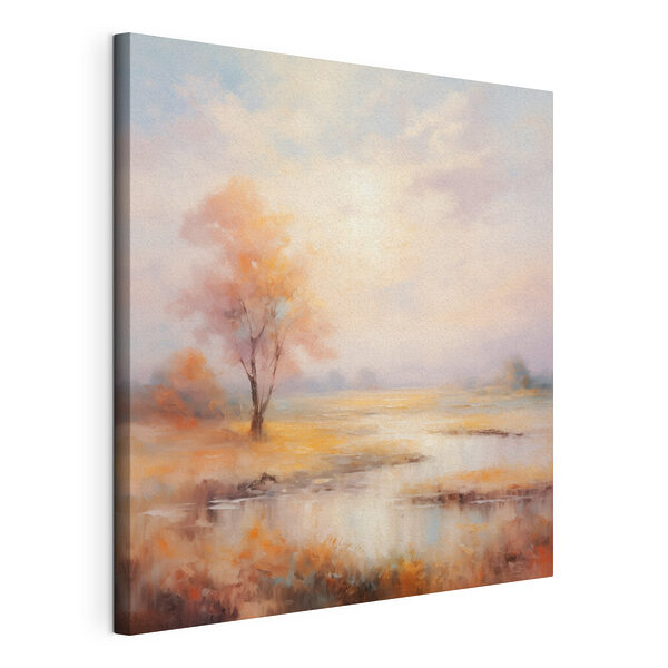 Canvas Schilderijen Schilderij van een boom in een moeras