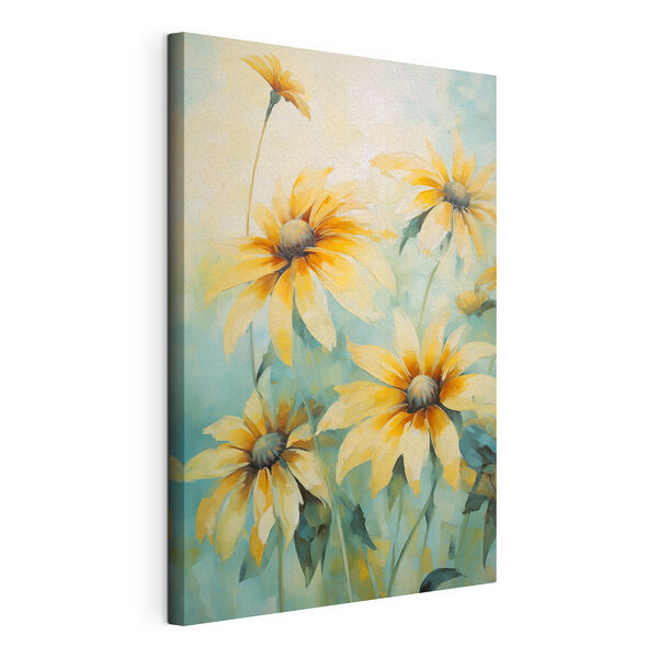 Canvas Schilderijen Schilderij van gele bloemen