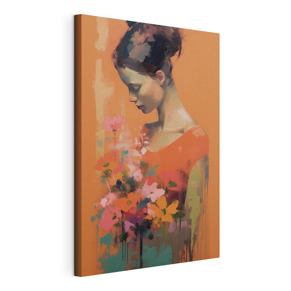 Canvas Schilderijen Vrouw met bloemen