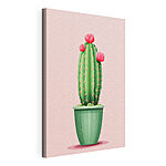 Canvas Schilderijen Cactus met bloemen in een pot