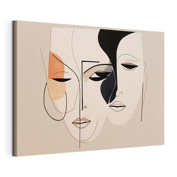 Tekening van gezichten met verschillende kleuren Canvas Schilderijen Tekening van gezichten met verschillende kleuren