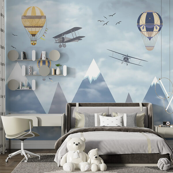 Fotobehang Luchtballon in de lucht