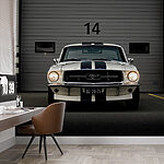 Fotobehang Auto geparkeerd voor een garage
