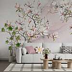 Fotobehang Delicate bloesems aan takken