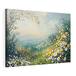 Canvas Schilderijen Schilderij van bloemen en bomen