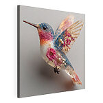 Canvas Schilderijen Vogel met bloemen erop