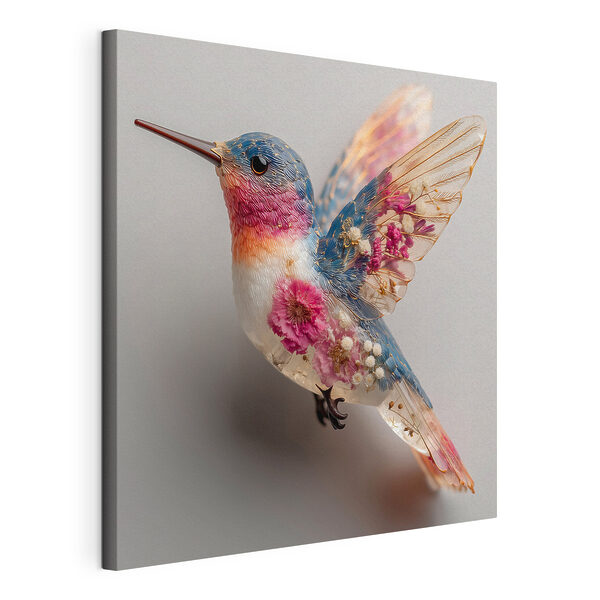 Canvas Schilderijen Vogel met bloemen erop