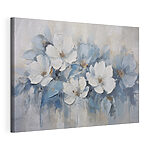 Canvas Schilderijen Schilderij met witte en blauwe bloemen