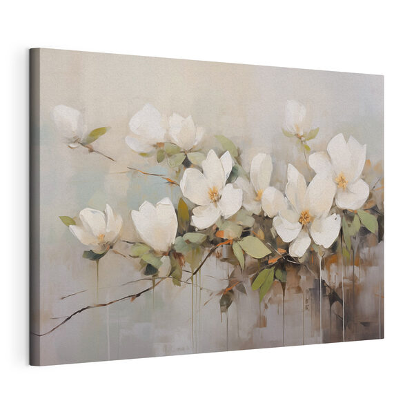 Canvas Schilderijen Schilderij van witte bloemen