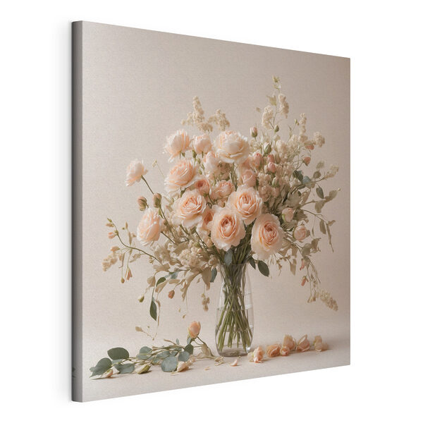 Canvas Schilderijen Vaas met bloemen op een witte ondergrond