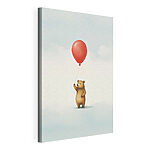 Canvas Schilderijen Beer met een rode ballon