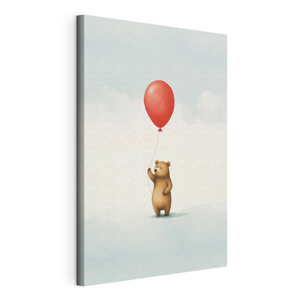 Canvas Schilderijen Beer met een rode ballon