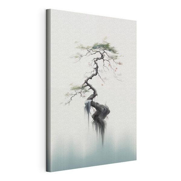 Canvas Schilderijen Boom met een waterval