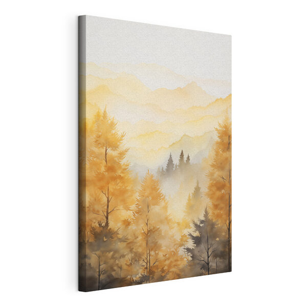 Schilderij van bomen en bergen Canvas Schilderijen Schilderij van bomen en bergen