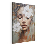 Canvas Schilderijen Schilderij van een vrouw met witte bloemen op haar hoofd