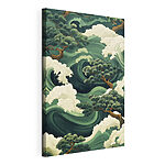 Canvas Schilderijen Boom en watergolven