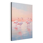 Canvas Schilderijen Een groep flamingo’s die in het water staan