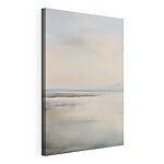 Canvas Schilderijen Landschap met een meer en vliegende vogels