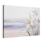Canvas Schilderijen Witte bloemen op het strand