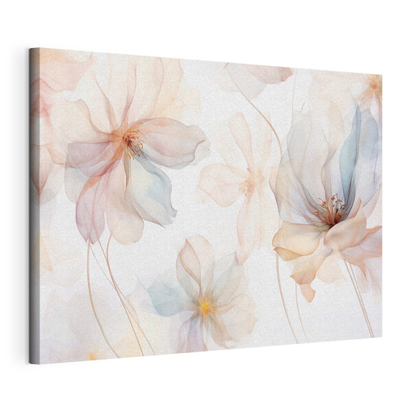 Canvas Schilderijen Verfijnde bloemen in zachte pasteltinten