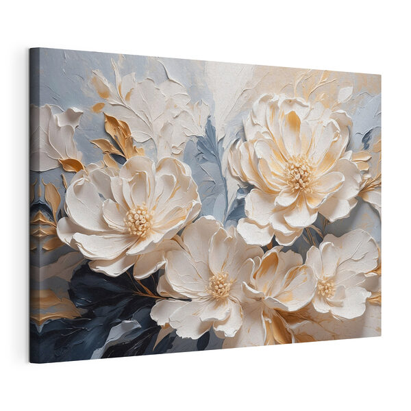 Canvas Schilderijen Etherische bloemen in zachte tinten