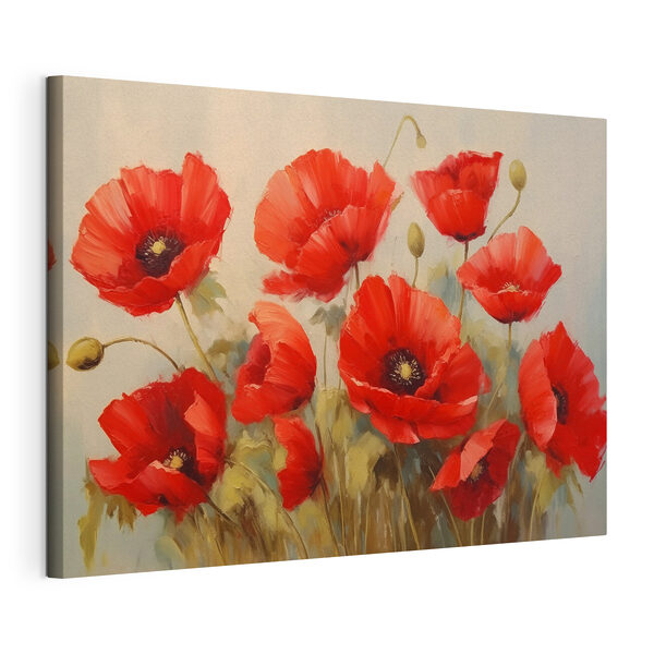 Canvas Schilderijen Schilderij van rode bloemen