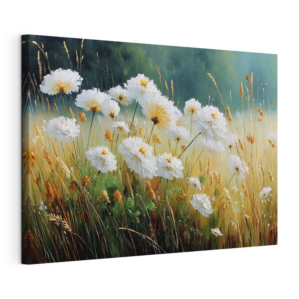 Groep witte bloemen Canvas Schilderijen Groep witte bloemen