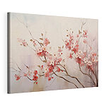 Canvas Schilderijen Schilderij van roze bloemen op een tak