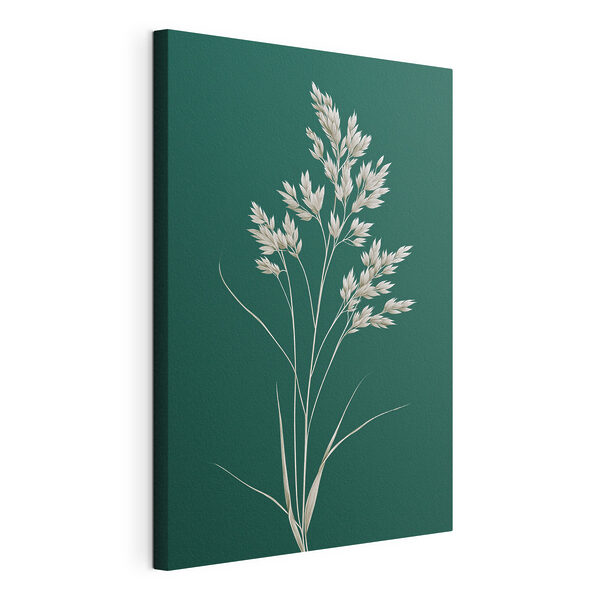 Witte plant met bladeren eraan Canvas Schilderijen Witte plant met bladeren eraan