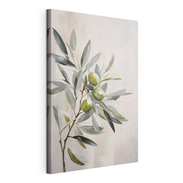 Canvas Schilderijen Schilderij van een tak met groene vruchten