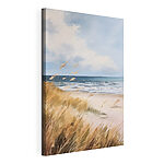 Canvas Schilderijen Strand met gras en water