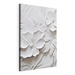 Canvas Schilderijen Witte bloem met bladeren