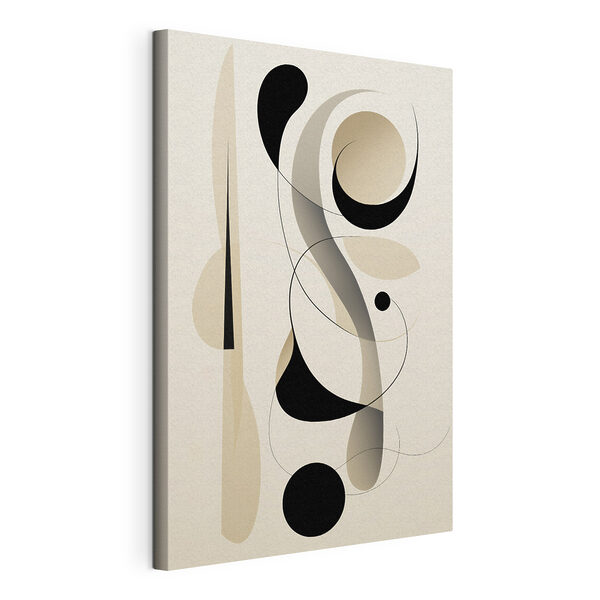 Canvas Schilderijen Zwart-witte krullen en cirkels
