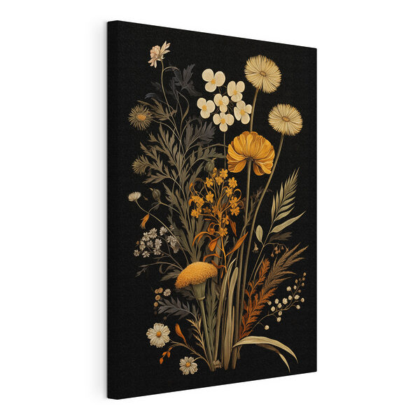 Een kleurrijk boeket wilde bloemen tentoongesteld Canvas Schilderijen Een kleurrijk boeket wilde bloemen tentoongesteld