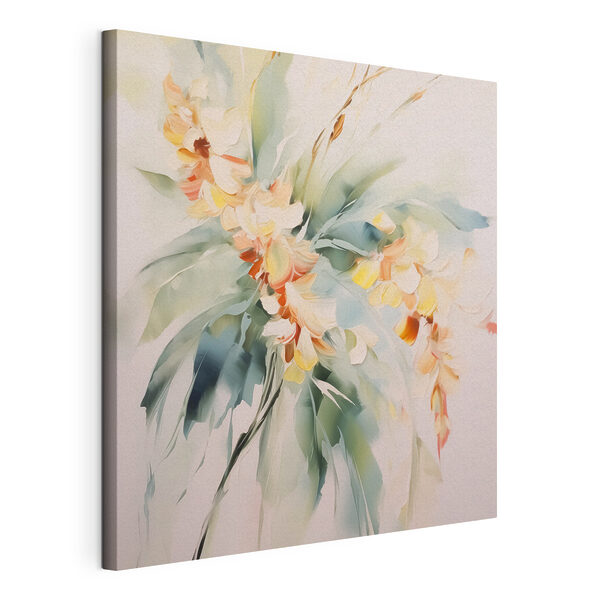 Canvas Schilderijen Schilderij van bloemen op een witte ondergrond