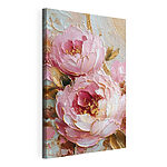 Canvas Schilderijen Verfijnde bloemen in zachte tinten