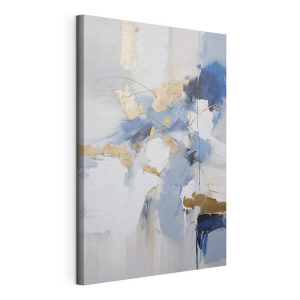 Canvas Schilderijen Kunstzinnige golven in blauw en crèmekleurig