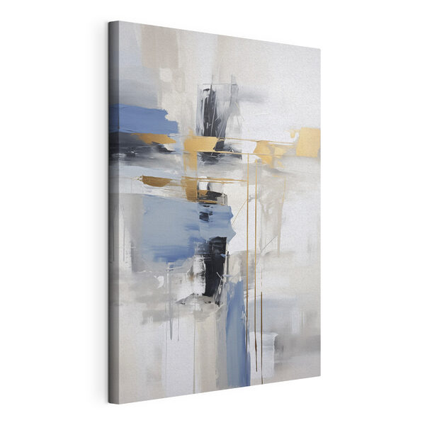 Canvas Schilderijen Schilderij van een abstracte kunstwerk in wit en blauw