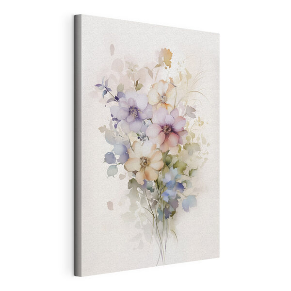 Canvas Schilderijen Schilderij van bloemen op een witte achtergrond
