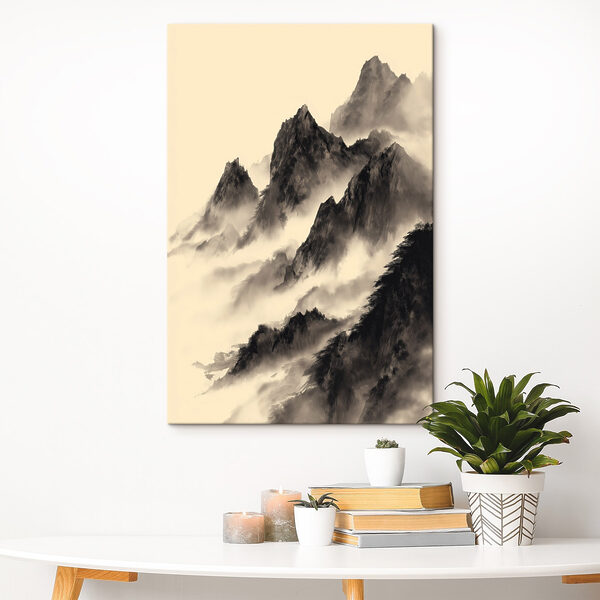 Bergketen met mist Canvas Schilderijen Bergketen met mist