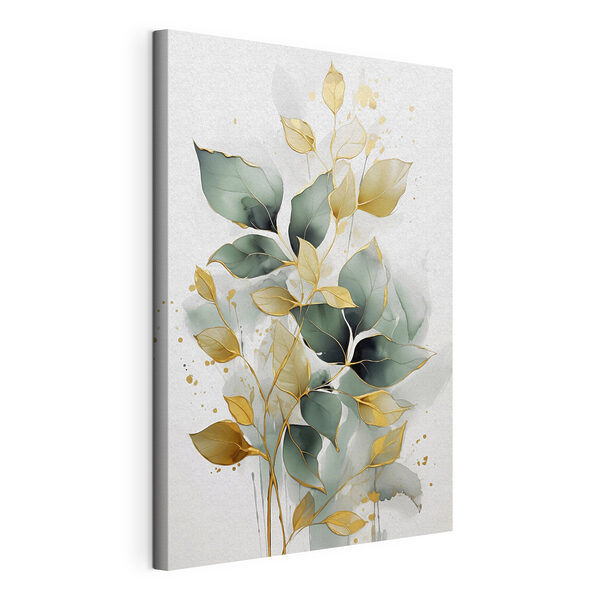 Canvas Schilderijen Schilderij van bladeren op een witte achtergrond