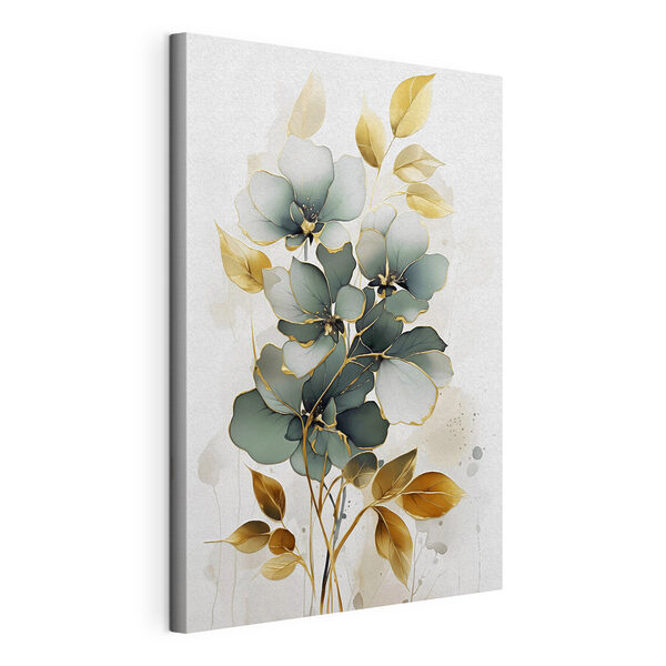Canvas Schilderijen Schilderij van bloemen en bladeren