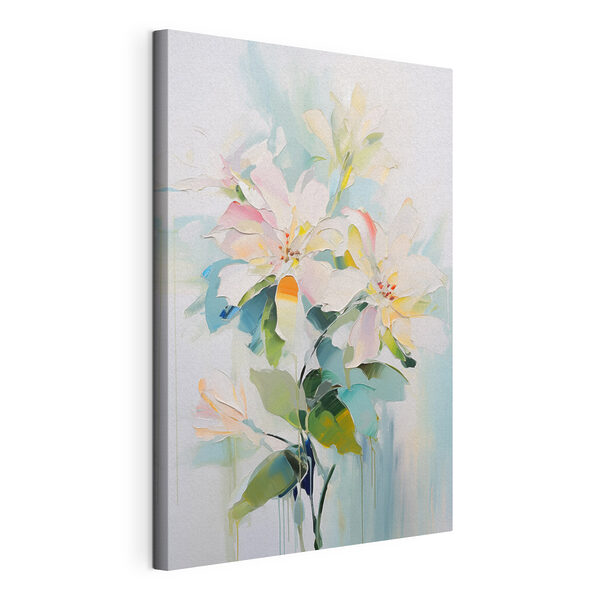 Canvas Schilderijen Schilderij van bloemen op een witte ondergrond