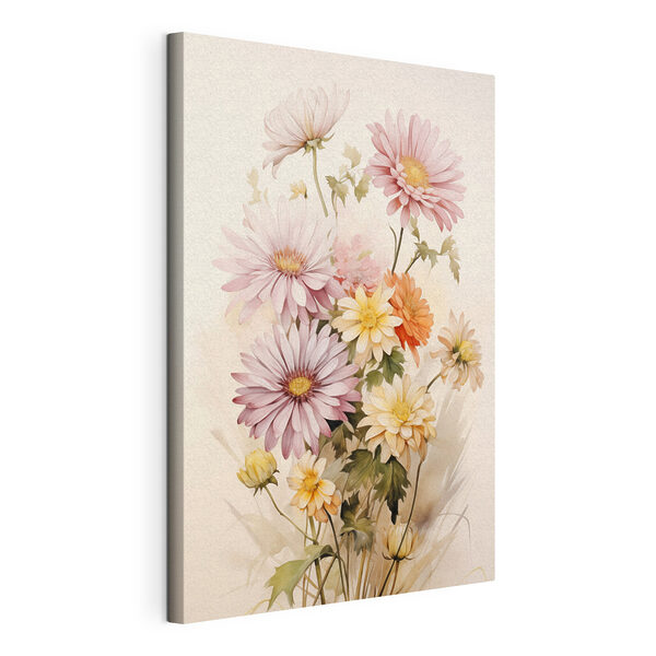 Canvas Schilderijen Schilderij van bloemen op een witte achtergrond